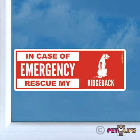 In Case of Emergency Rescue My Rhodesian Ridgeback Sticker