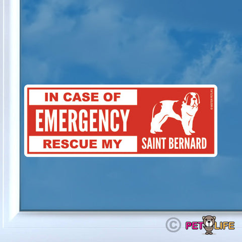 In Case of Emergency Rescue My Saint Bernard Sticker