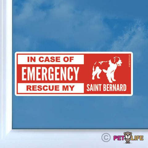 In Case of Emergency Rescue My Saint Bernard Sticker