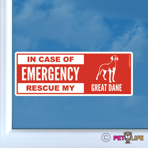 In Case of Emergency Rescue My Great Dane Sticker