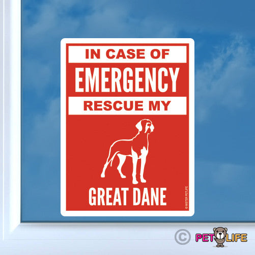 In Case of Emergency Rescue My Great Dane Sticker