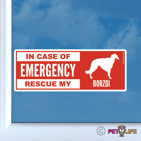 In Case of Emergency Rescue My Borzoi Sticker