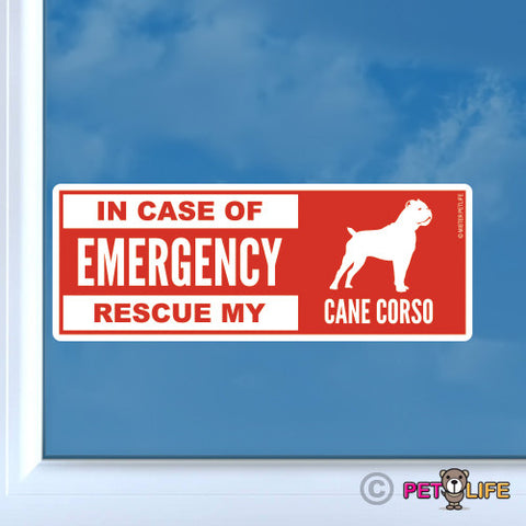 In Case of Emergency Rescue My Cane Corso Sticker