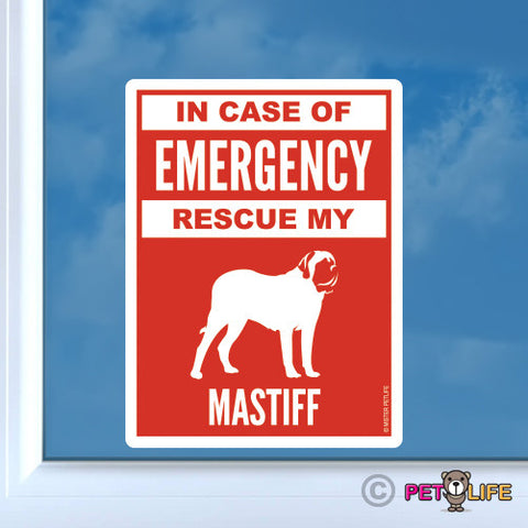 In Case of Emergency Rescue My Mastiff Sticker