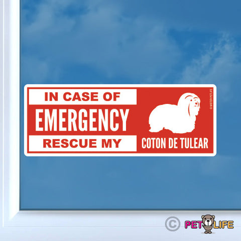 In Case of Emergency Rescue My Coton de Tulear Sticker