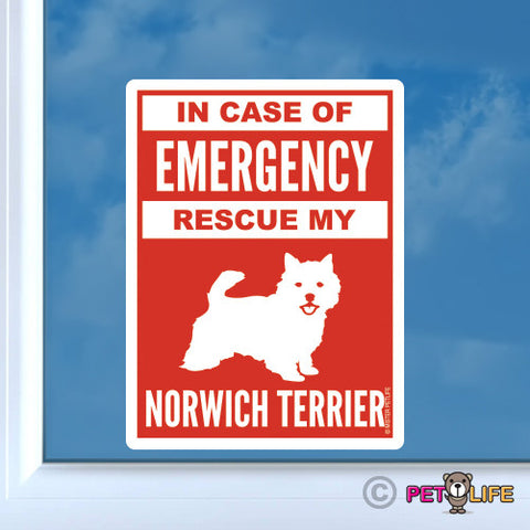 In Case of Emergency Rescue My Norwich Terrier Sticker