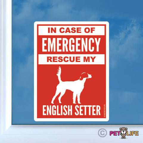 In Case of Emergency Rescue My English Setter Sticker