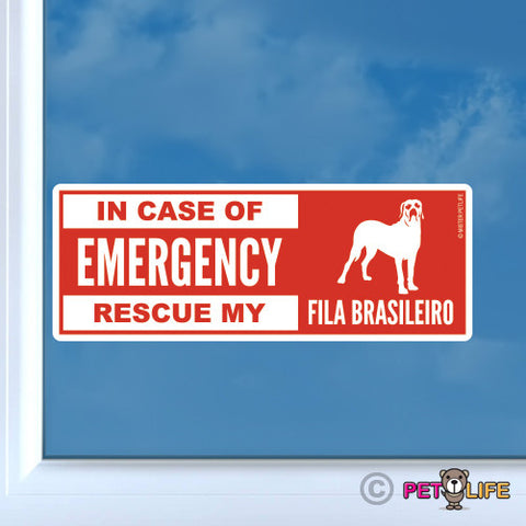 In Case of Emergency Rescue My Fila Brasileiro Sticker