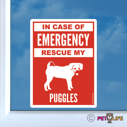 In Case of Emergency Rescue My Puggles Sticker