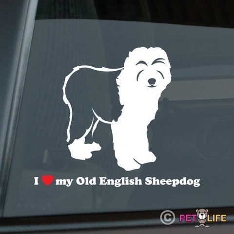 I Love My Old English Sheepdog Sticker