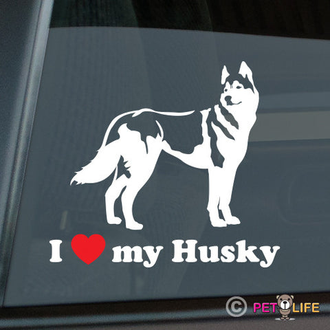 I Love My Husky Sticker