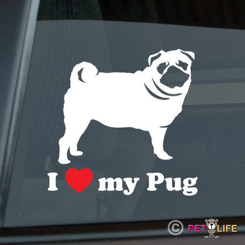I Love My Pug Sticker