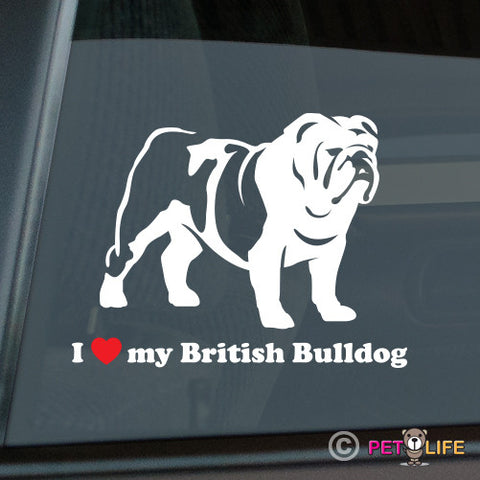 I Love My British Bulldog Sticker