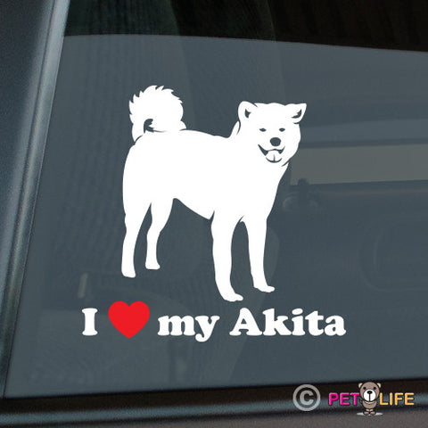 I Love My Akita Sticker
