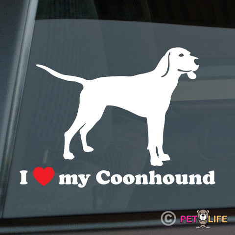 I Love My Coonhound Sticker