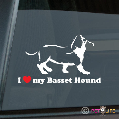 I Love My Basset Hound Sticker