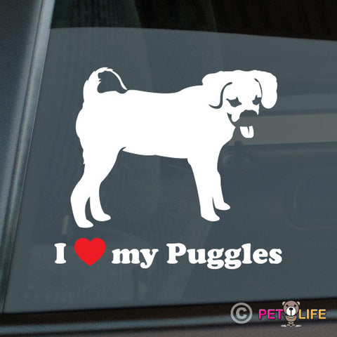 I Love My Puggles Sticker